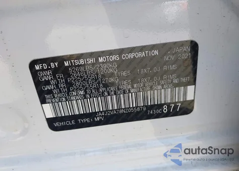 2022 Mitsubishi Outlander Phev Sel S-Awc z USA, uszkodzony, nr VIN JA4J2VA78NZ055879